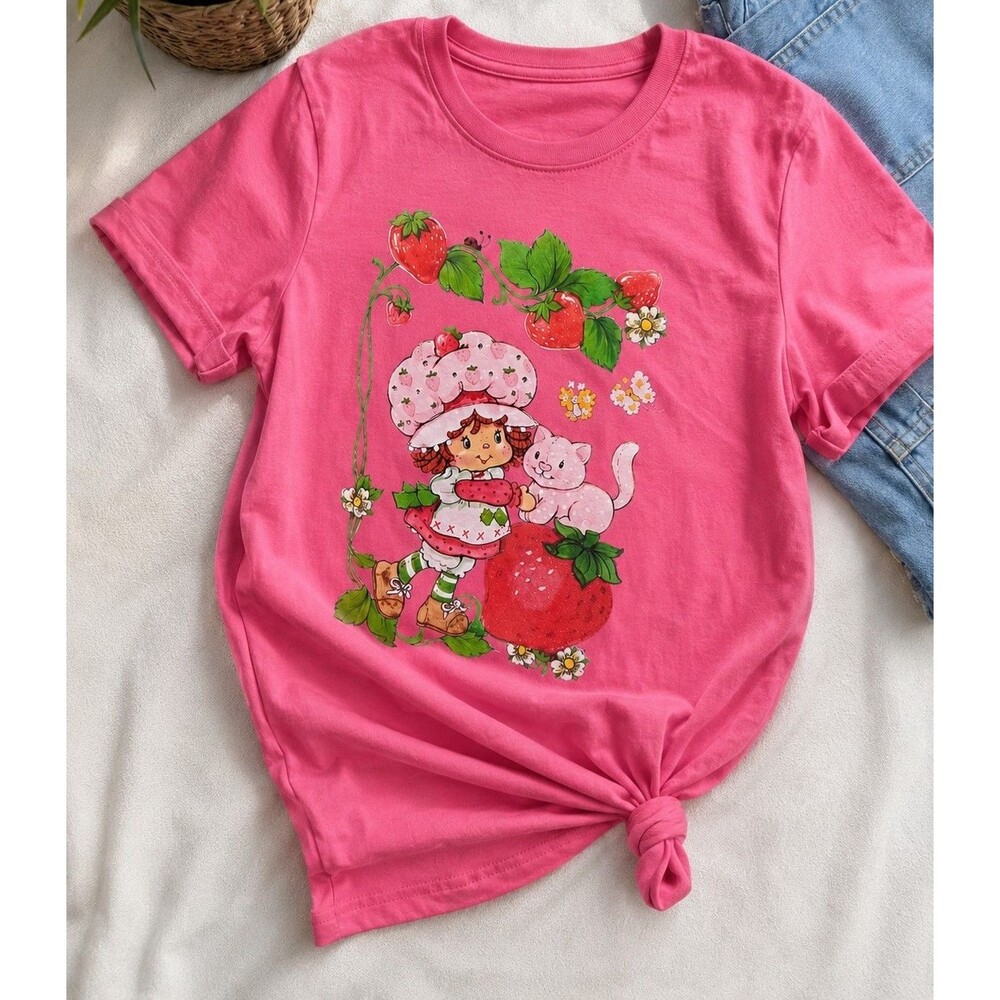 Strawberry Shortcake Pink Graphic Print Crew Neck Short Sleeve T-Shirt Kids M